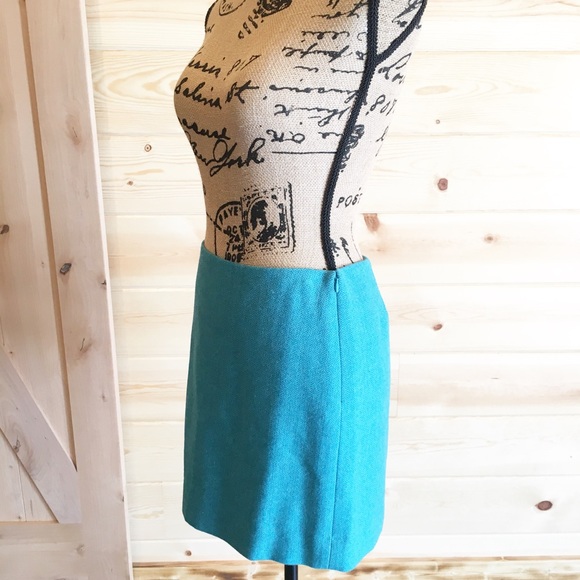 J Crew Wool Poly Blend Skirt Teal Green Size 6 - Picture 4 of 7